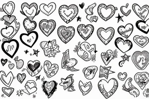 newborn's, hearts, stars tattoo idea