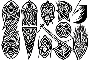 fantasy spear with thunder and lightning tattoo idea