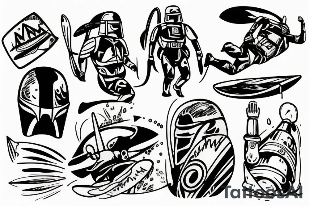 Bobba Fett surfer tattoo idea