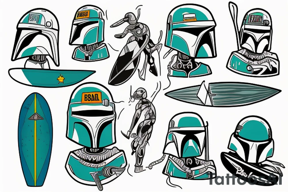 Bobba Fett surfer tattoo idea