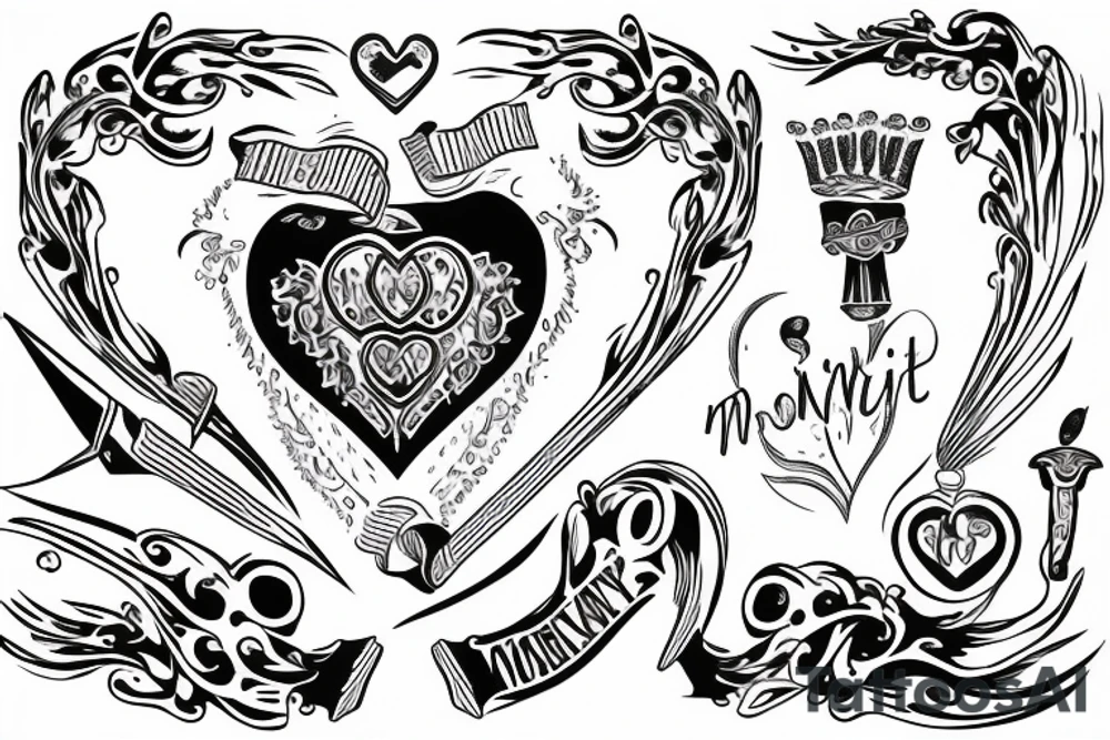 heart with an inscription inside momtrident kills russian tattoo idea