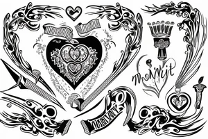 heart with an inscription inside momtrident kills russian tattoo idea