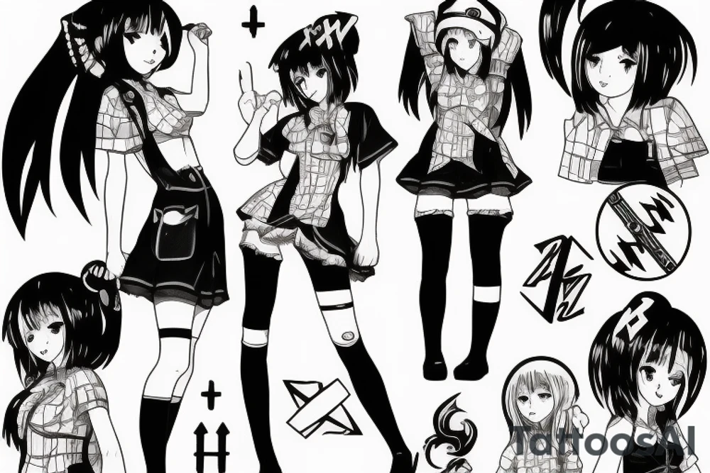 anime girl fights hitler tattoo idea