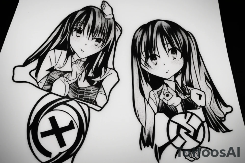 anime girl fights hitler tattoo idea