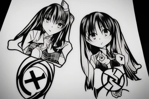 anime girl fights hitler tattoo idea