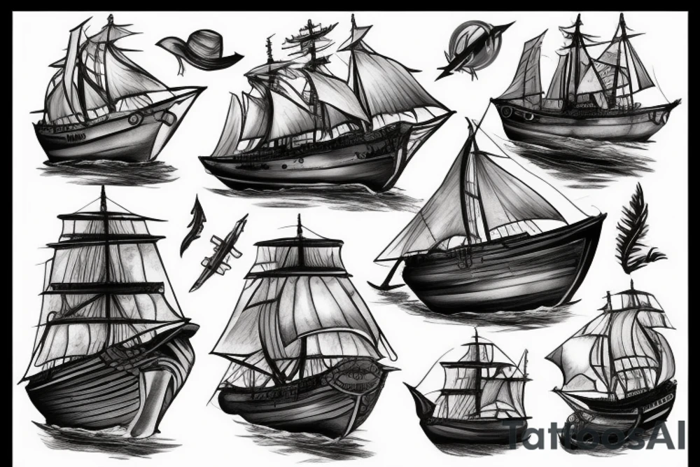 Ship in storm and helm tattoo idea