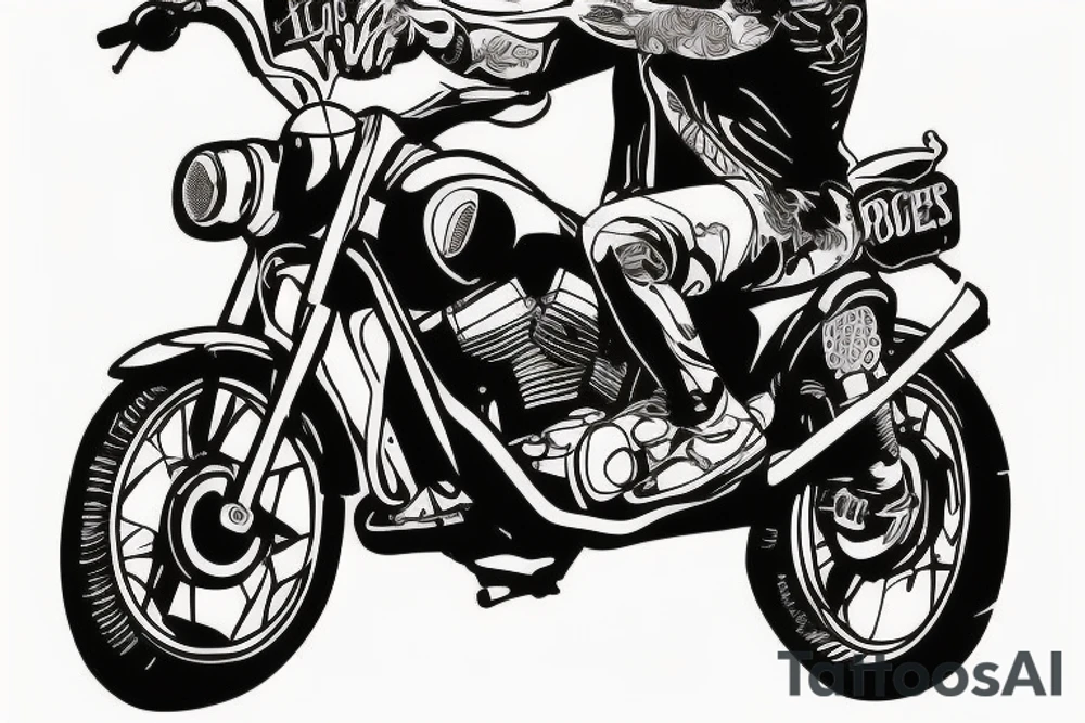 Vinny pooh with two beers on motorcycle tattoo idea