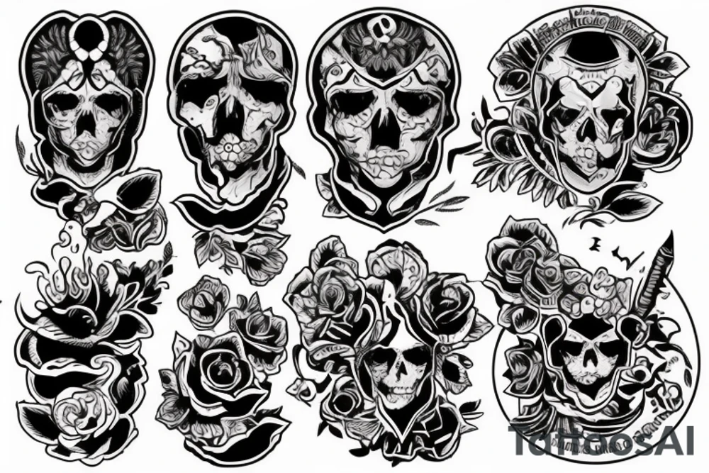 Самурай с мечом в доспехах с мотоциклом tattoo idea