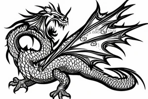 A small angry but cute dragon in boots tattoo idea