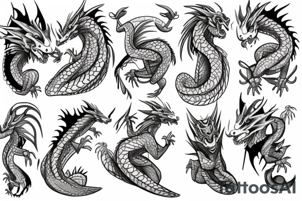 A small angry but cute dragon in boots tattoo idea