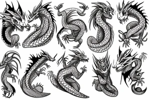 A small angry but cute dragon in boots tattoo idea