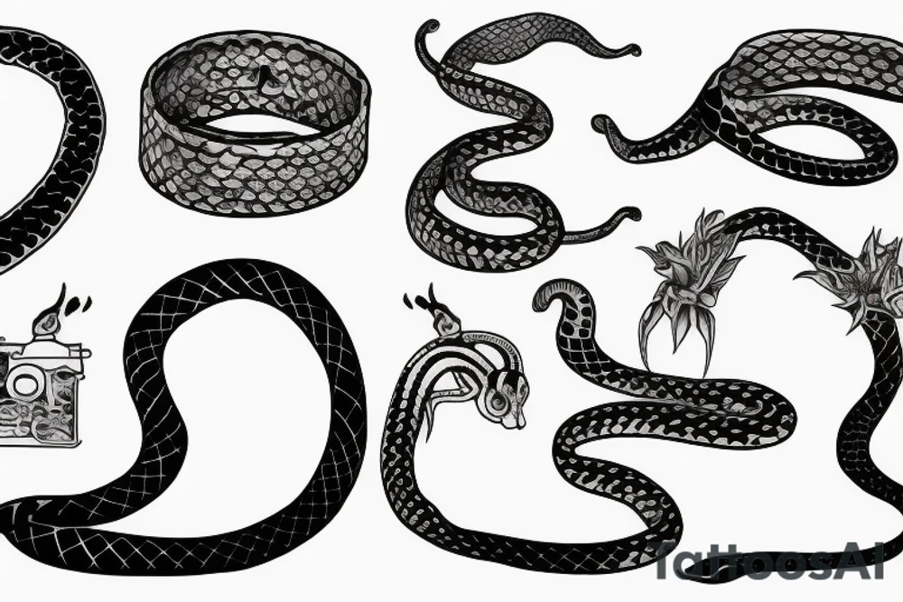 Slim snake around hip tattoo idea