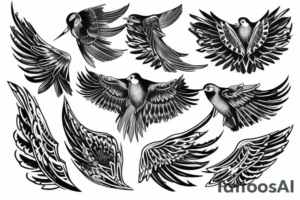 Bird wing sleeve tattoo idea