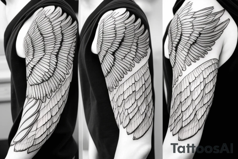 Bird wing sleeve tattoo idea