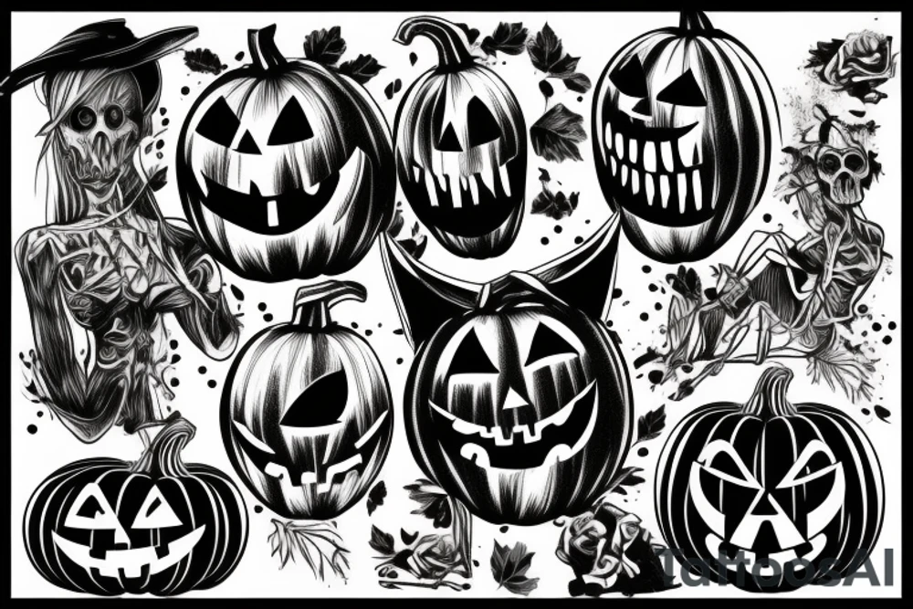 Pumpkin horor tattoo idea