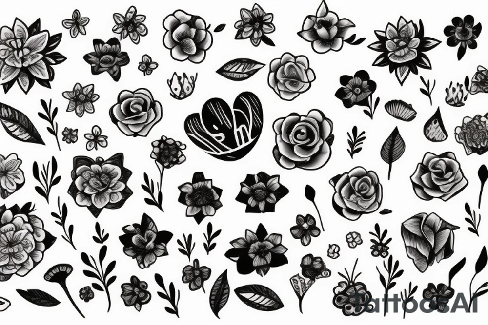 Flowers growing from heart tattoo idea