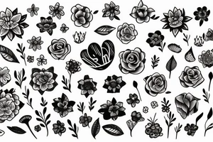 Flowers growing from heart tattoo idea