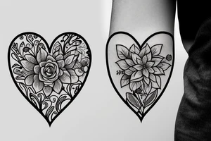 Flowers growing from heart tattoo idea