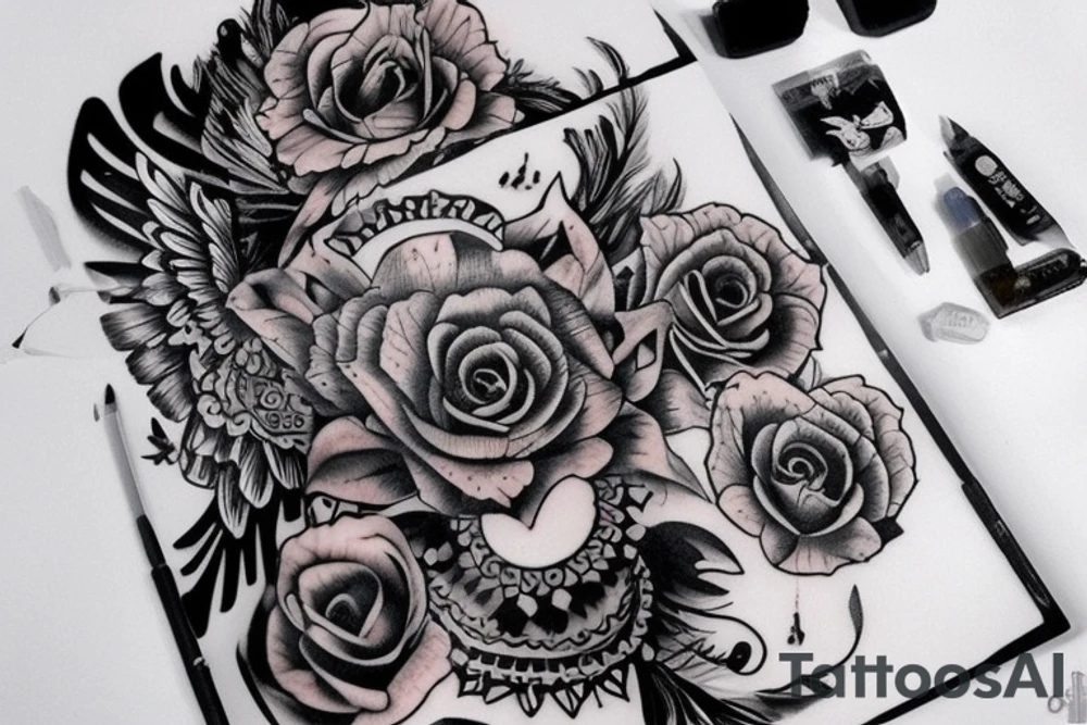 летающий орел с цепочкой и крестом в когтях tattoo idea