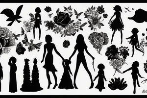 wife and daughter silhouettes tattoo idea