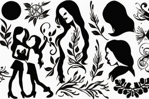 wife and daughter silhouettes tattoo idea