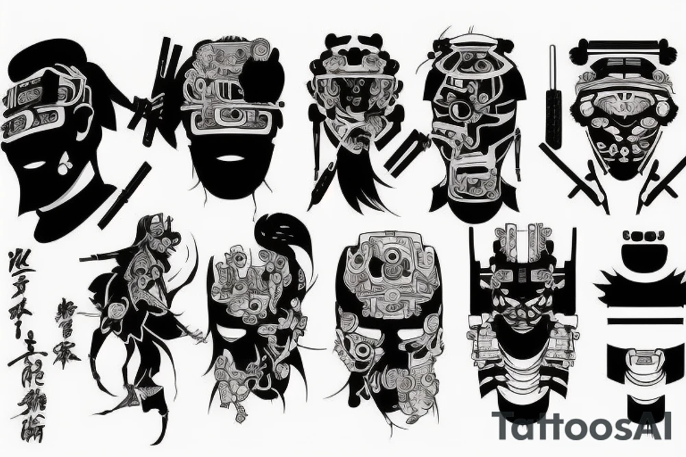 samurai cyberpunk tattoo idea