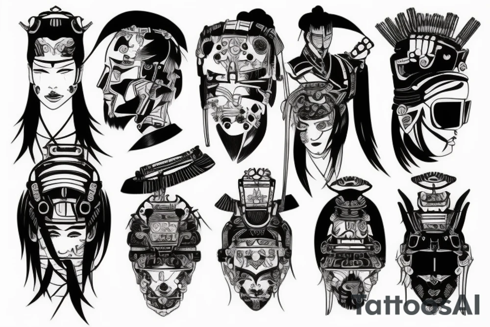 samurai cyberpunk tattoo idea