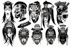 samurai cyberpunk tattoo idea