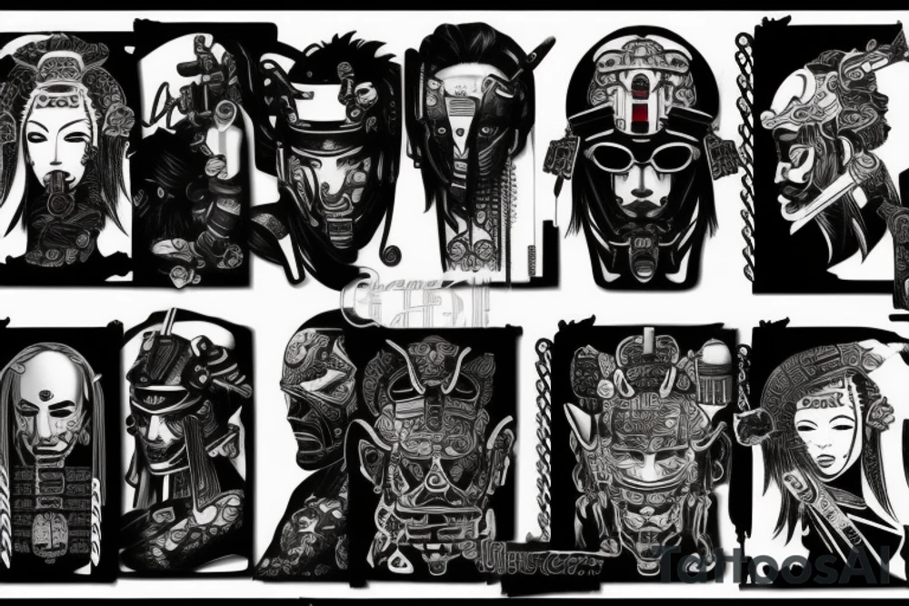 samurai cyberpunk tattoo idea