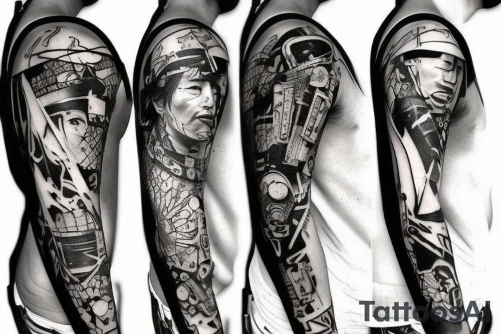 samurai cyberpunk  punk tattoo idea