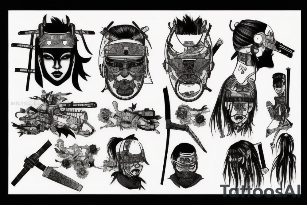 samurai cyberpunk  punk tattoo idea