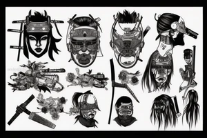 samurai cyberpunk  punk tattoo idea