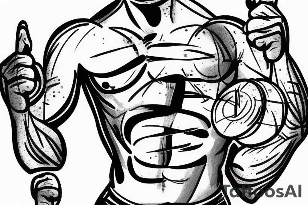 the athlete stands with a barbell in his hands tattoo idea