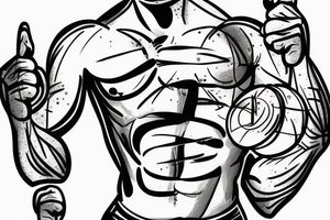 the athlete stands with a barbell in his hands tattoo idea
