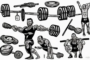 the athlete stands with a barbell in his hands tattoo idea