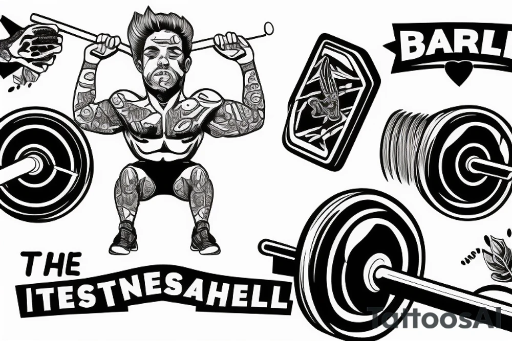 the athlete stands with a barbell in his hands tattoo idea