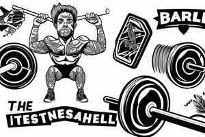 the athlete stands with a barbell in his hands tattoo idea