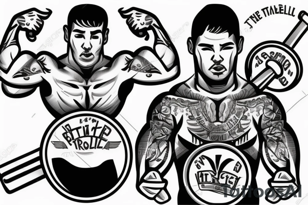the athlete stands with a barbell in his hands tattoo idea