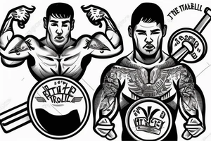 the athlete stands with a barbell in his hands tattoo idea