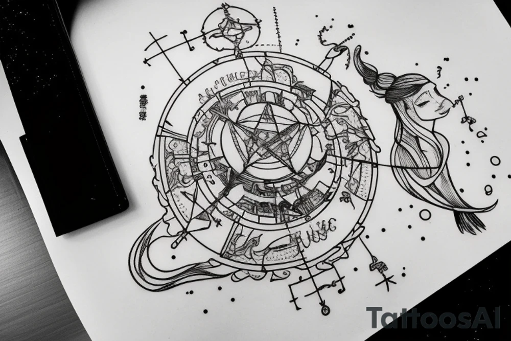 Constellation Libra with "Libra" word inscription tattoo idea