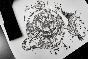 Constellation Libra with "Libra" word inscription tattoo idea