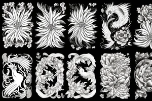 flower and phoenix tattoo idea