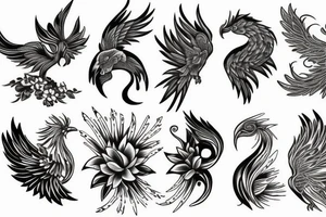 flower and phoenix tattoo idea
