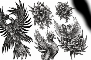 flower and phoenix tattoo idea