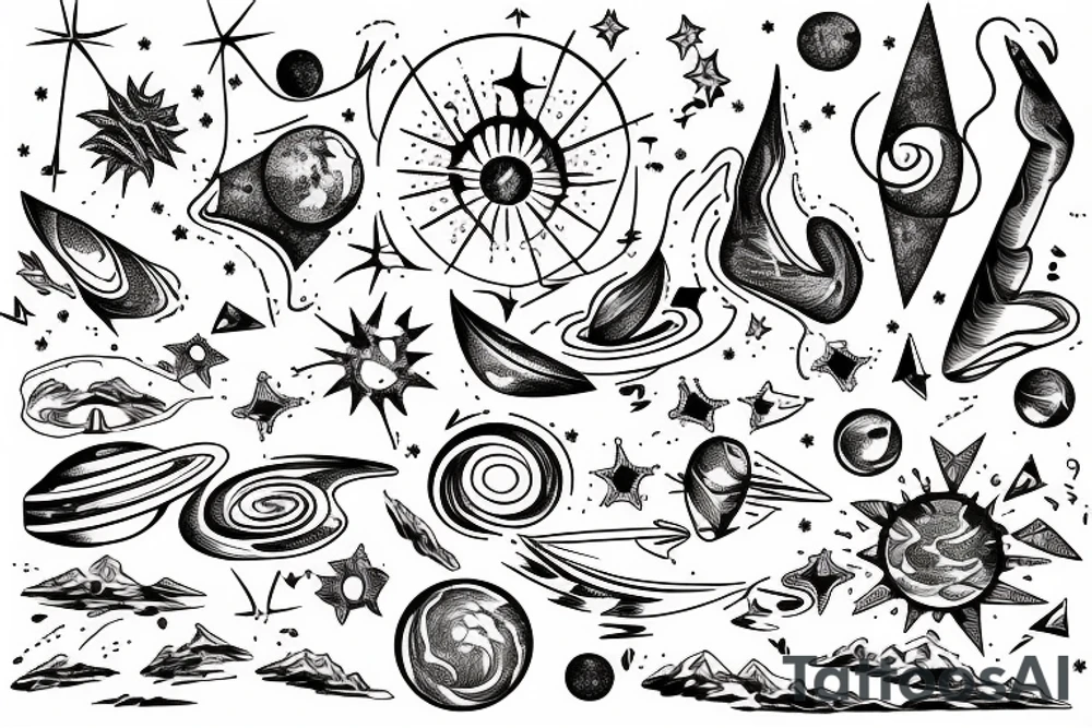 big dipper old astronomy linework tattoo idea