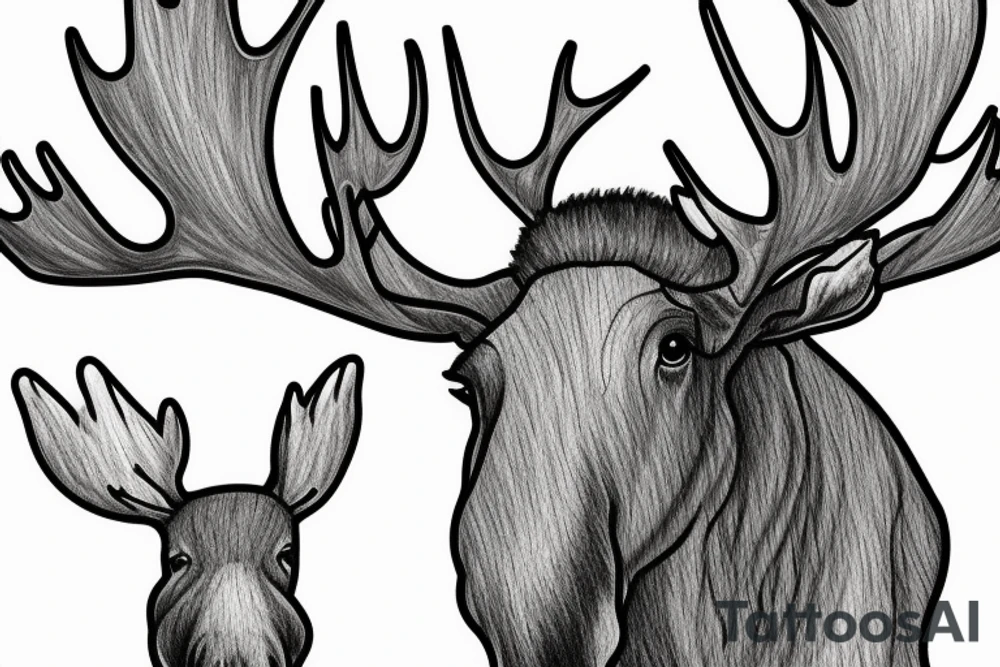 a large moose and a baby moose tattoo idea