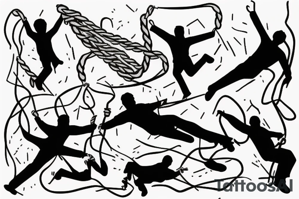 A falling men trying to catch a rope tattoo idea