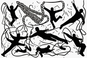A falling men trying to catch a rope tattoo idea