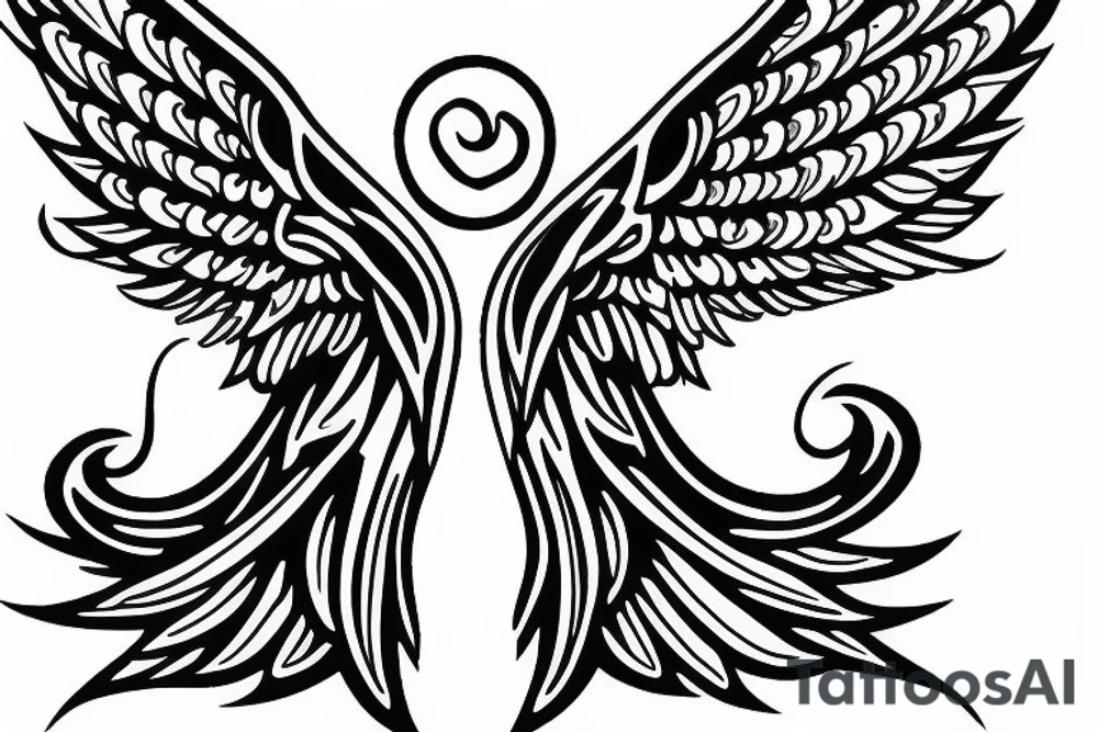 Angels wings life death tattoo idea