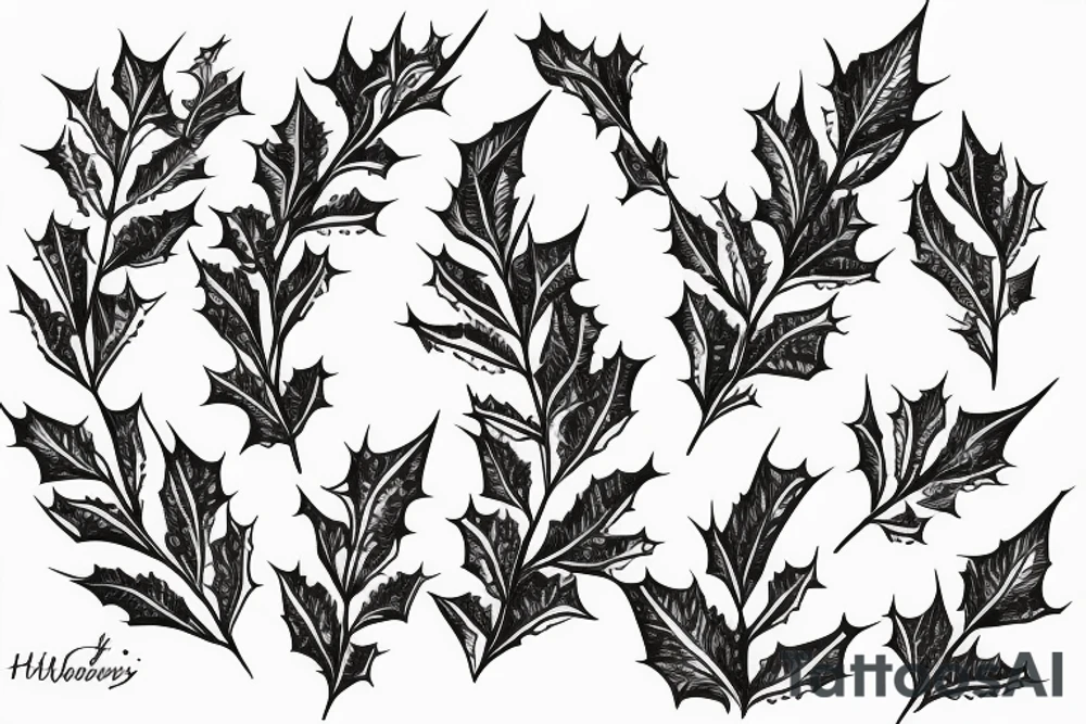 Holly flowers with stem for daughter's birthday tattoo idea